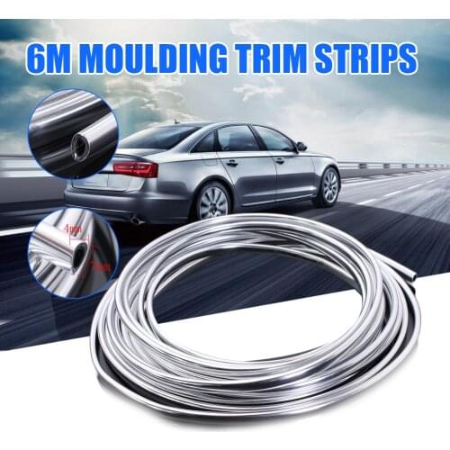 6M Chrome Moulding Trim Strip Car Door Edge Scratch Guard Protector Cover Strip Roll Chrome Moulding Trim Strip