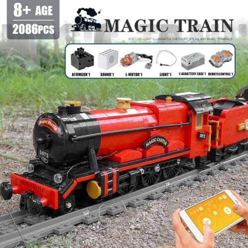 MOULDKING Toys APP RC Motorized Magic Steam Train Creative Model Education Building Blocks Assembly Bricks Kids Gifts spot 75955
