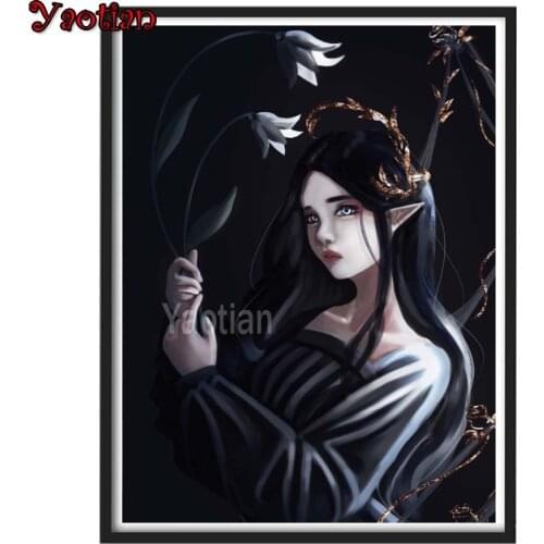 Dark Elf Girl Diy 5D Diamond Painting Full Square/Round Diamond Mosaic Cross Stitch Embroidery Rhinestones Home Decor Gothic Art
