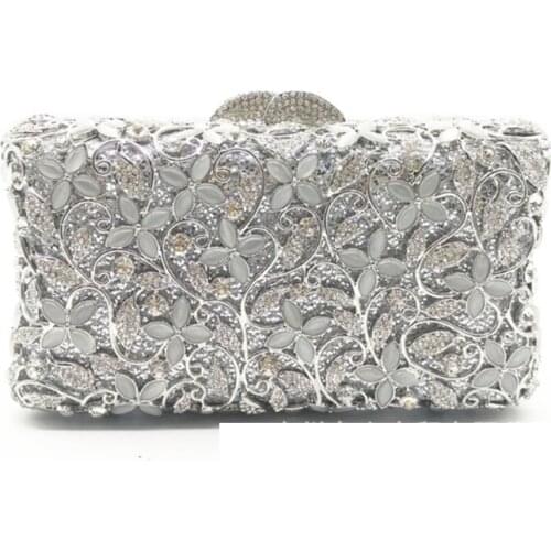 Gold/silver Rhinestones Clutch leaf wallet Women Crystal Purse Evening Minaudiere Bags Wedding Party Cocktail Handbag lady gifts