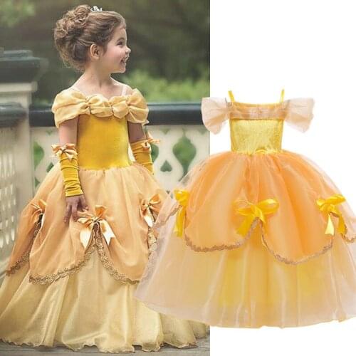 Girls Princess Costume Kids Halloween Carnival Cosplay Party Dresses Children Shoulderless Disguise