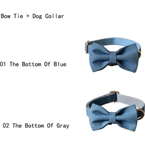Cowboy Bow Tie Dog Collar Retailing Self-Design Handmade Pretty Necktie Collars And Leashes Set