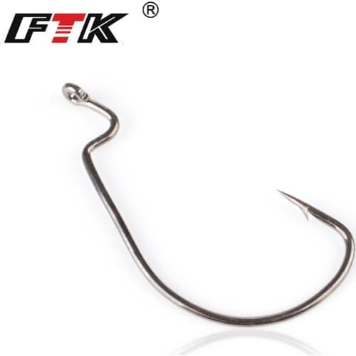 FTK Fishing Hook Baitholder Lure Hook 60 pcs/lot Bass Lure Holder Fly Tying Crank Hook Set Saltwater Needle Fishhook