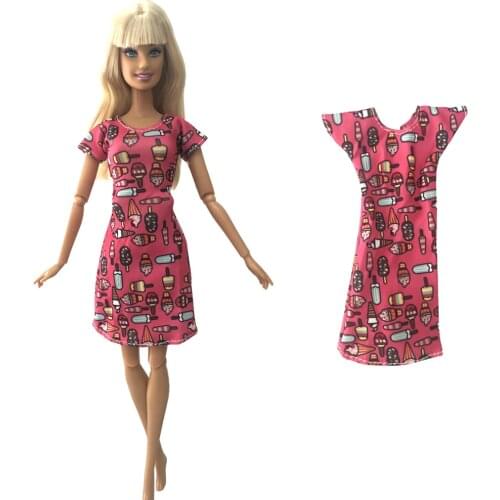 NK Doll Red Dress Cute Clothes Fashion Mini skirt ice Cream Pattern Shirt For Barbie Doll Accessories Toys Girl' Gift 283B 6X