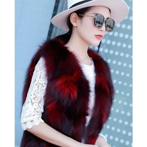 New Womens real genuine natural fox Fur vest Winter Warm Jacket gilet custom any size