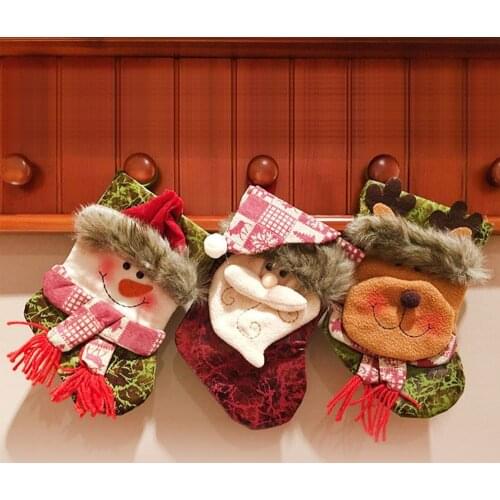 New Year Christmas Stocking Sack Xmas Gift Candy Bag Noel Christmas Decorations for Home Natal Navidad Sock Christmas Tree Decor