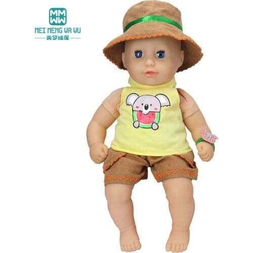 Clothes for Dolls Fits 43-45cm American doll Toys New Born Doll Accessories Fashion Yellow cowboy hat sling set