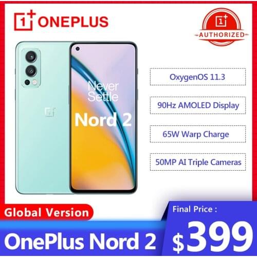 Original OnePlus Nord 2 5G Smartphone Global Version 8GB 128GB 50MP AI Camera OIS MTk Dimensity 1200-AI Warp Charge 65 Nord2