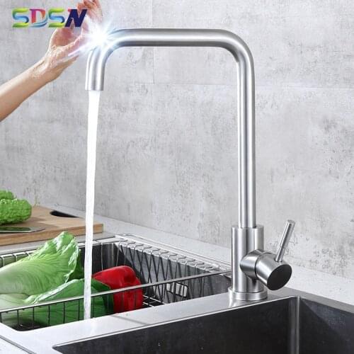 Sensor Kitchen Faucets SDSN Leadfree 304 Stainless Steel Kitchen Mixer Tap Brushed Nickel Touch Kitchen Faucet Black Sensor Taps