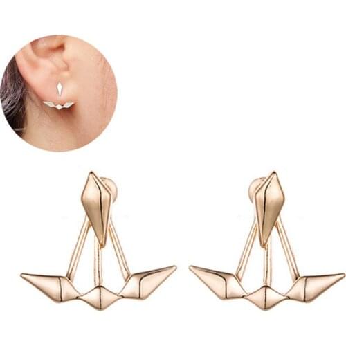 2017 New Smooth Alloy Geometry Rhombus Pattern Stud Earrings Unique Design Alloy Square Silver Gold For Women Volunge Jewelry