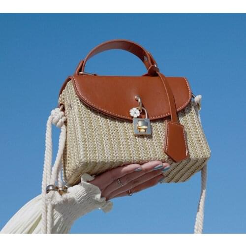 Original Design Brand Tote Handbags Womens Rattan Straw Crossbody Bags Women Fashion Travel Shoulder Bag Female Hand Beach Bags