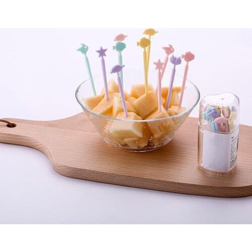 20pcs/Set Cute Fruit Fork Animal Fruit Fork Plastic Cartoon Fruit Fork Bento Dessert Decoration Accessories Fruit Party Supplies