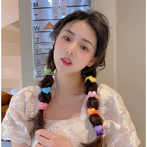 Colorful Heart Bear Cartoon Elastic Hair Band For Women Cute Hair Tie Hair Accessories For Girls Rubber Hair Band Hair Scrunchie