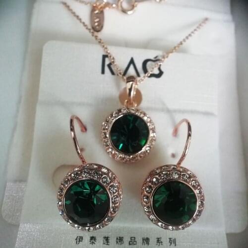 Real Photo 2020 Wedding Jewelry Sets Women Italian Earrings Necklace Austria Crystal Cubic Zirconia Rose Gold Jewellery Mom Gift