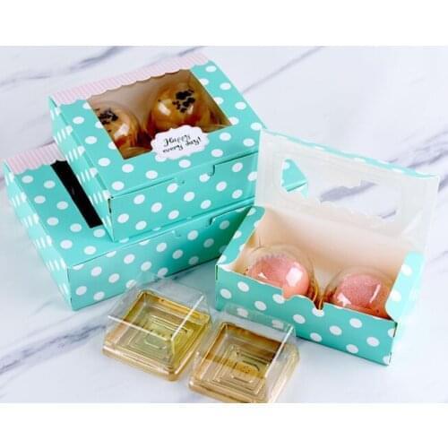 10pcs Kraft box Paper cake pvc window craft Jewelry box, packing cardboard box,blue wedding favors gift cookie box for candy