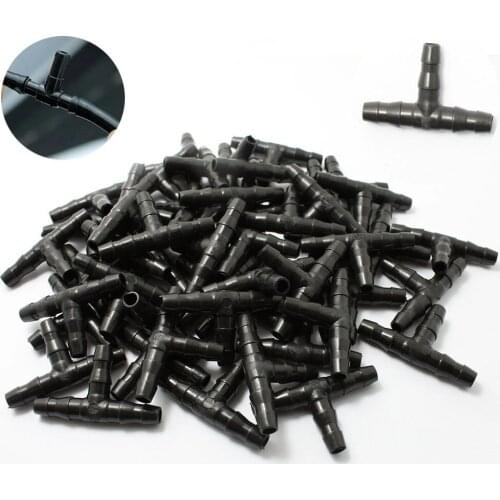 100PCS Plastic Dripper Watering Plants Tee 1/4 Inch Hose Connector Joint Hose Outdoor Irrigation Tools