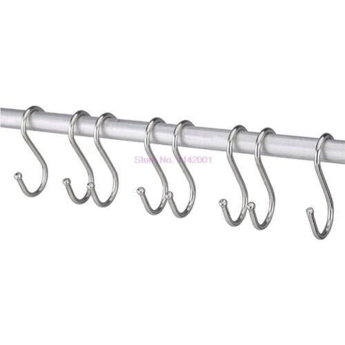 1000pcs Stainless Steel S Shaped Hooks Kitchen Spoon Pan Pot Utensils Hangers Clasp Over The Door Closet Clothes Rack Tool