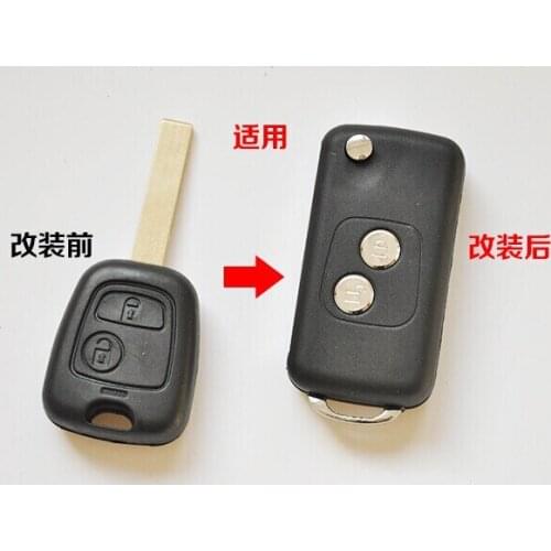 2 buttons modified filp folding remote key shell Case for Peugeot 307 with Groove blade +Free Shipping
