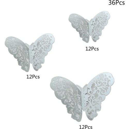 36 Pcs 3D Butterfly Wall Stickers Removable Hollow out Butterflies Decals Decor N0PA