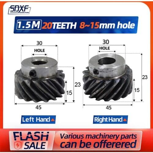 45 degree ，TWO piece, left helical gear, 1.5M20T, can be used with matching right helical gear, factory direct sale