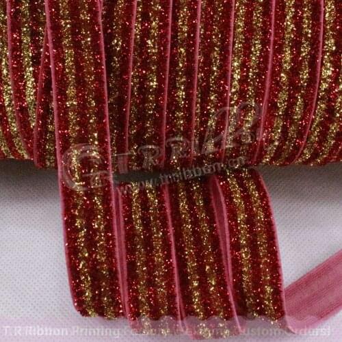5/8 glitter elastic, 50yards frosted glitter elastic, metallic velvet elastic, Christmas colors,free shipping