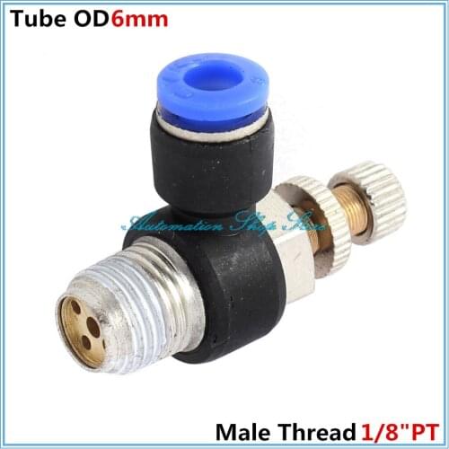 5Pcs 6mm Push In to Connect Fitting 1/4" Thread Speed Flow Controller Air Valve SLA6-02
