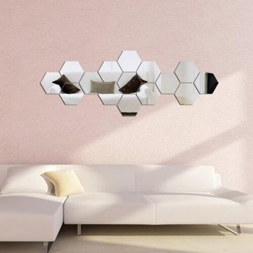 7Pcs Multi-Function Fashion Plastic Hexagonal Mirror Wall Stickers Exquisite Creative Living Room Background Wall 3D Decorative