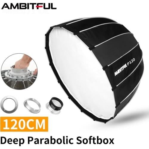 AMBITFUL P120 120CM Portable Quickly Fast Installation Deep Parabolic Softbox Bowens Flash Speedlite Reflector Studio Softbox
