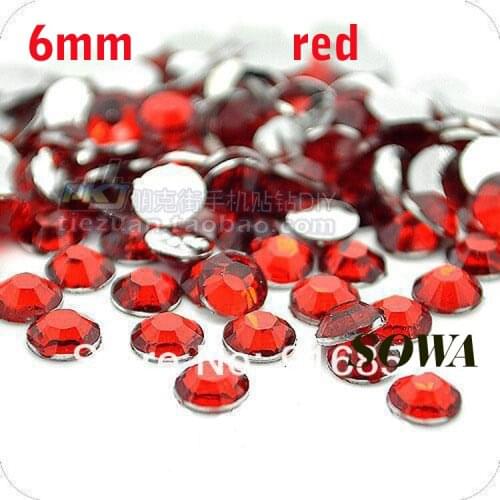 Free Shipping 500pcs/bag SS30 Size 6mm Red Color Resin Flatback beads for DIY Wedding Decoration