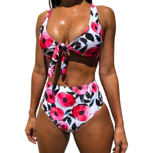 Women Push-up Padded Bra Bandage High Waist Bikini Set Swimsuit Swimwear Bathing Womens Floral Print Swimsuit Swimwear Bathing