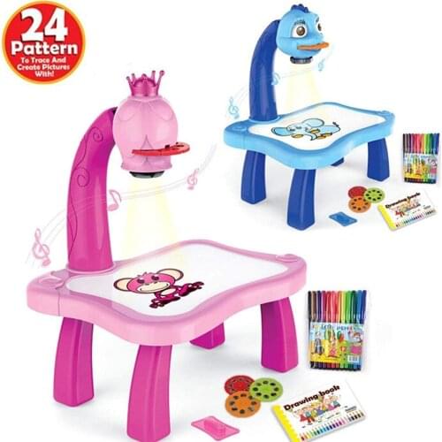 Kids Drawing Projector Learning Desk Educational Tool Painting Playset Tables Boys/Girls Toys Puzzle Painting Projection