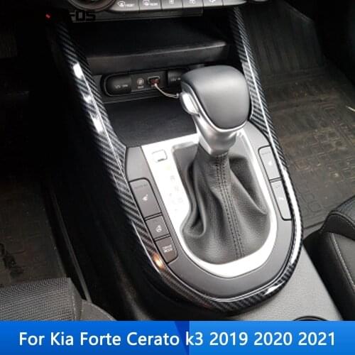 For Kia Forte Cerato k3 2019 2020 2021 Carbon Fiber Gear Shift Box Cover Trim Molding Decoration Frame Accessories Car Styling