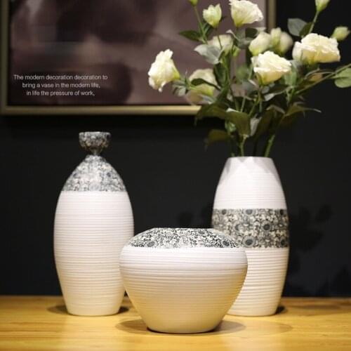 Elegant Home Decoration Simple insert Art Craft Set Ceramic Flower Vase