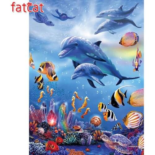 FATCAT Dolphin animal 5d diy diamond painting kits full square round drill diamond embroidery sale wall decoration AE3004