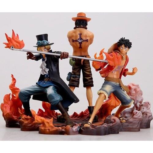 One Piece Anime Figurine Monkey D Luffy Ace Sabo Three Brothers Set Pvc Action Figure Collection Model Doll Toys For Kids Gift