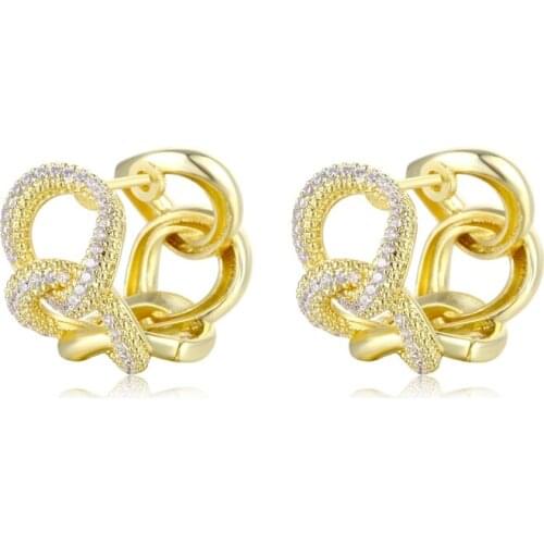 Personality Design Brand Earrings Snake Shape Twisted Full Pave Zircon Hoop Earrings For Women Gold Fashion Jewelry Bridal Gifts