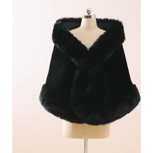 Faux Fur Bridal Wrap Black Wedding Shawls and Wraps Black Warming Bridesmaid Shawl Wrap Faux Fur Stole Fur Shawl Cape Wedding Fu