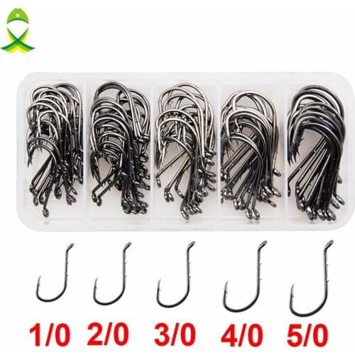 JSM 120pcs 8299 High Carbon Steel Fishing Hook Two Slices Sliced Shank Octopus Beak Baitholder Barbed Bait Fishhook Set With Box
