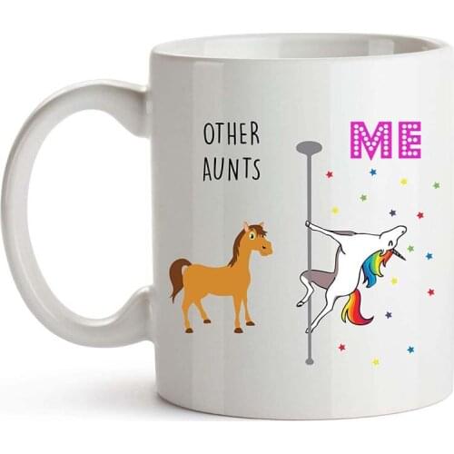 Aunt Coffee Mug, 11 Ounces, Unicorn Mug, Auntie Cup from Niece and Nephew