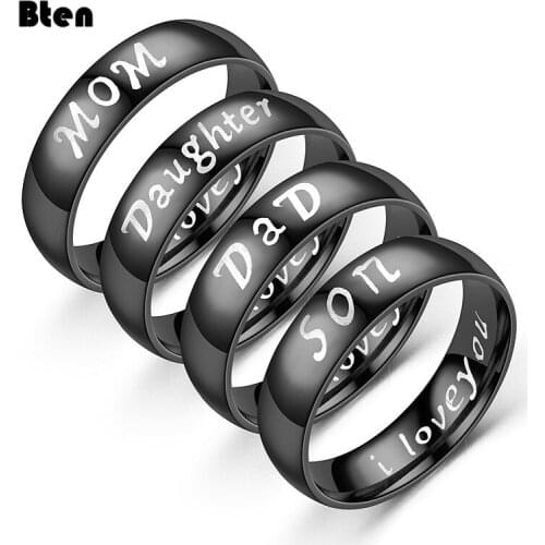 Bten New Arrive Stainless Steel DAD MOM Ring Engraved Love You Dad Mens Ring Jewelry Best Gift For Father Fathers Day Present