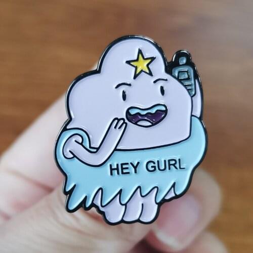 Cartoon Bubblegum Space Princess Hey Gurl Brooch Pins Enamel Metal Badges Lapel Pin Brooches Jackets Fashion Jewelry Accessories