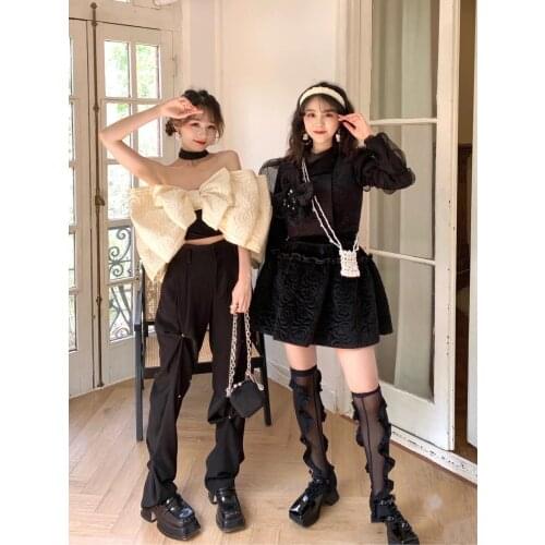 Fashion 2021 Autumn Casual Women Black Asymmetrical Chic Long Trouse Pants For Female Gdnz 6.07
