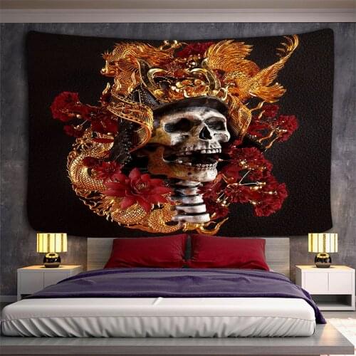 Skeleton King pattern Tapestry Wall Hanging Dorm Decor Art Wall Tapestry Hippie Wall Carpet Psychedelic Tapestry 95x73cm