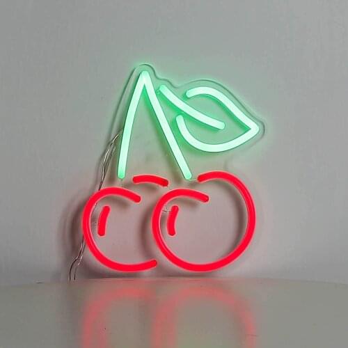 CHERRIES Led Neon Light Fruit Neon Logo Flexible Neon Strip Birthday Gift Wall Décor for Bedroom Salon Bar Store KTV Club Shop