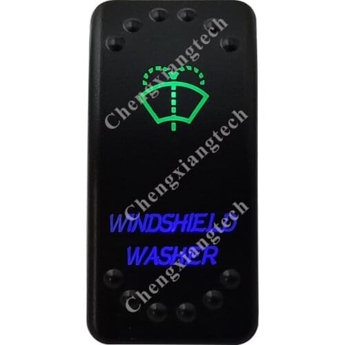 Windshield Washer Up Green & Down Blue Led Light Rocker Push Switch 5Pins SPST ON/OFF 12V 24V For Marine Boat Car Waterproof