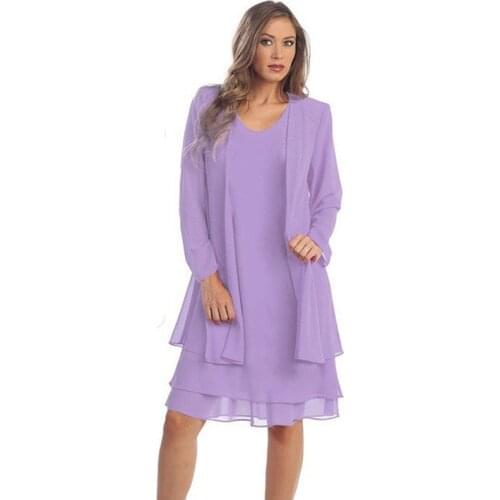 2020 Oversize Women Summer Dress Chiffon 2 Pieces Set Vest Dress and Long sleeve Cardigan Jacket Female Plus size 5XL Solid G953