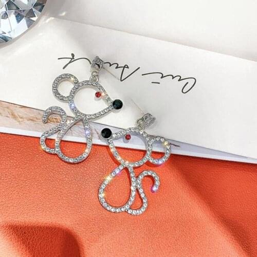 New Trendy Women Rhinestone Inlaid Hollow Out Mouse Ear Stud Earrings Jewelry Gift