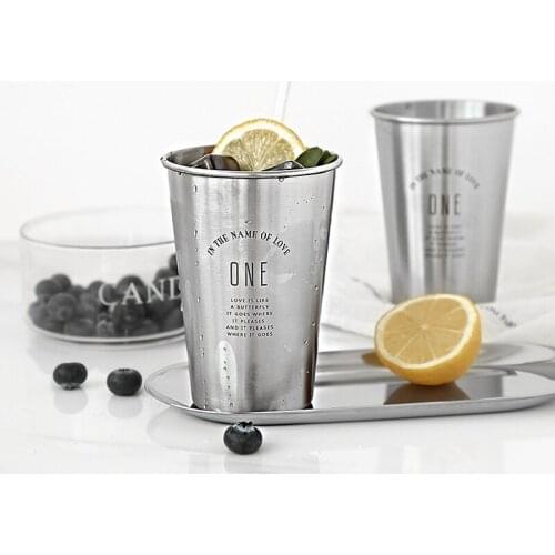Stainless Steel Cold Drink Cup Nordic Industrial Wind Metal Coffee Cup Mirror Tray
