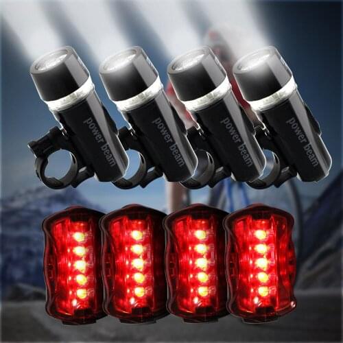 5pcs Bicycle LED Flashlights Waterproof Cycling Moutain Bike Safety Light Bicycle Headlight Rear Taillight Kit