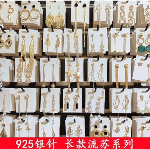 South Korea wears imitation pearl drop earrings, Japanese and Korean fairy crystal flower long earrings for women